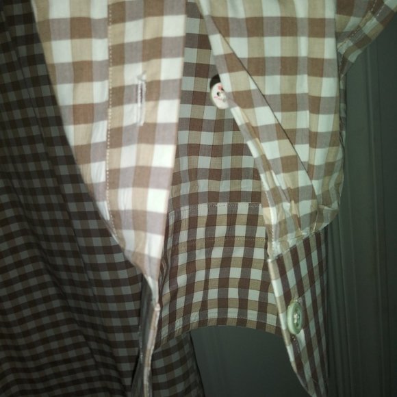 Ledbury: Men's Brown & White Gingham. Barrel cuffs, Neck: 17.5 Sleeve: 37 - Picture 4 of 6